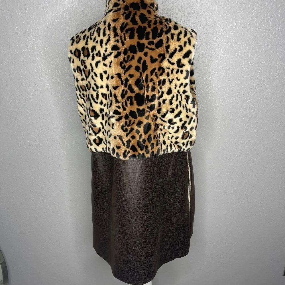 H‎ by Heurueh Leopard Print Shearling Vest